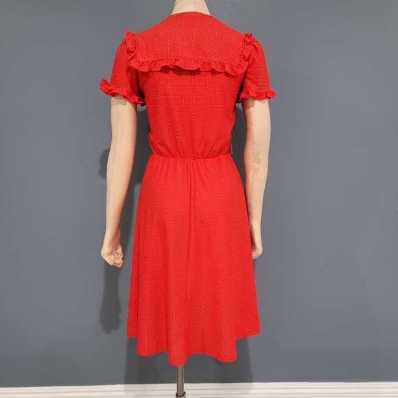 Vintage QR2 mini polka dot ruffled dress S - Picture 2 of 8